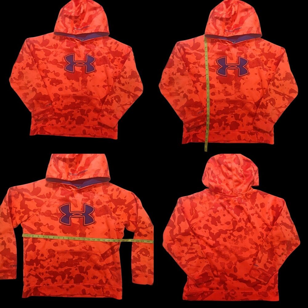 Under Armour Storm Hoodie Sweatshirt Youth XL Orange & Blue Pocket Pullover